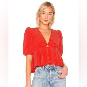 Tularosa Red Puff Sleeve “Otis” Blouse